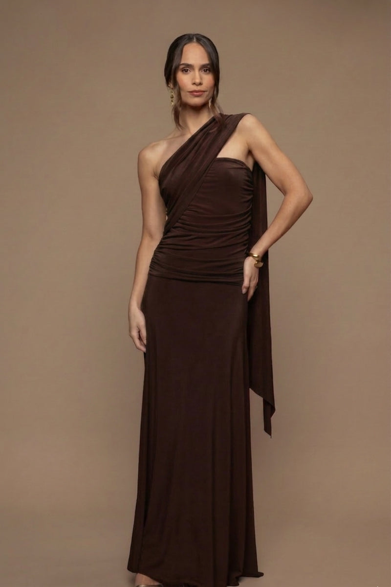 Schokoladenbraunes Wickelkleid „Fatale“